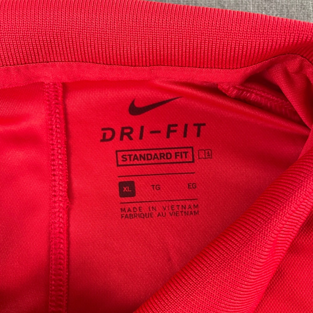 Nike Mens XL Red Dri-FIT Standard Fit Short Sleeve Polo Shirt Logo - Picture 3 of 9